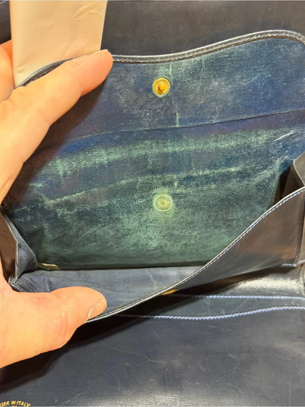 Vintage Gucci GG Supreme Monogram Wallet on Chain Navy Blue Crossbody Clutch Bag - Picture 8 of 10
